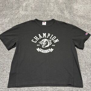 Champion Mens T Shirt M Black Graphic Print‎ Phys Ed Tiger Short Sleeve Athletic